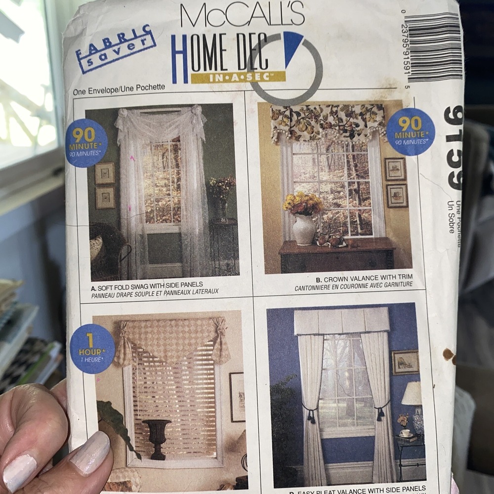Vintage McCalls 9159 Sewing Pattern Home Decor Window Valance Balloon Shades